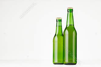 Group green longneck beer bottles 330ml, mock up.