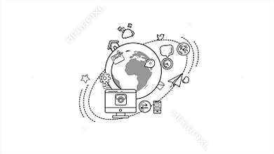 Global digital world infographic with alpha channel