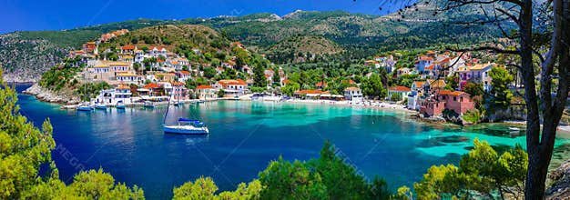 Colorful Greece series - colorful Assos with beautiful bay. Kef
