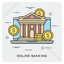 Online banking. Thin line concept.