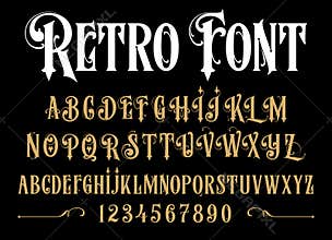 Vector retro alphabet. Vintage font.