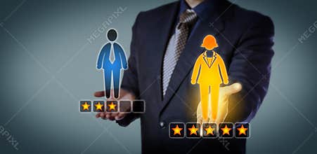 Recruiter Rating Female Employee With Five Stars