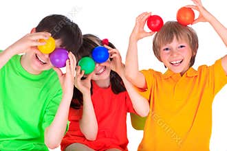Children playing with balls