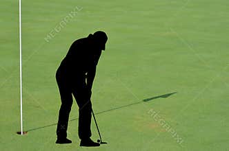Golf player on the terrain