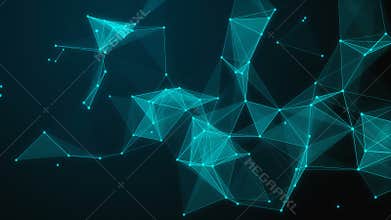 Scientific background and abstract technology. Plexus digital dynamic wallpaper. Bound lines, triangles and points. Loop