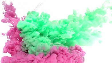 Pink and Green Ink in Water