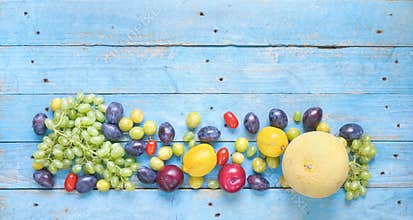 Various fruits, healthy nutrition, dieting