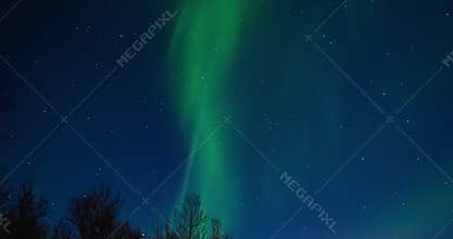 Northern Lights, polar light or Aurora Borealis in the night sky time lapse