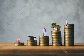 Child, congratulations graduates, business man, house, old woman