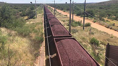 Iron ore transported by railroad