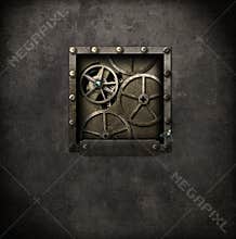 Steampunk square frame on grunge