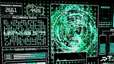 Word Danger flickes on a HUD Futuristic technological background