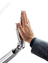 Robot and Human Giving a High Five. Artificial Intelligence Technology 3d Illustration