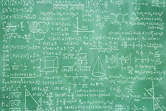 Green blackboard with math formula