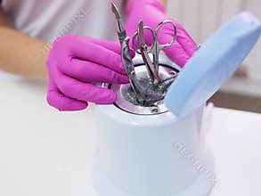 Disinfection of metal manicure tools.