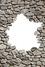 Stone wall frame with empty hole. PNG available