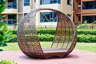 Ball chair in garden