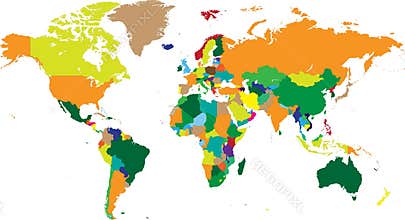 World map countries in vectors