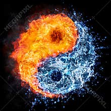 Fire and water - yin yang concept