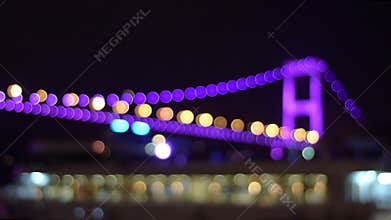 Bosphorus Strait night view defocused