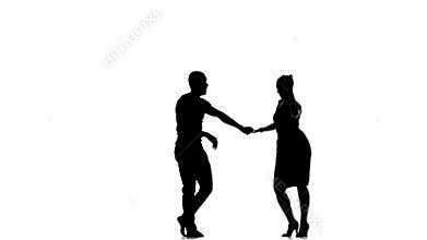 Latino dancers in action on white, silhouette