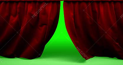 High quality animation perfectly red curtain theater closing movement background. Green screen included