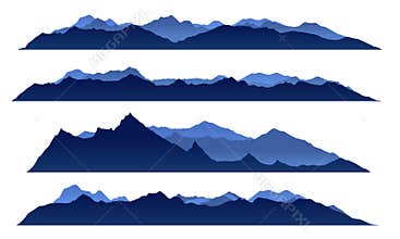 Blue sky mountain view set vector design