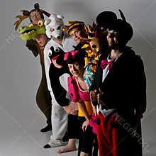 Theater group in animal costumes