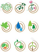 Nature swirl icon set