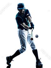 Man baseball player silhouette isolated
