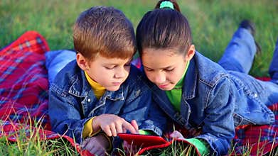 Two kids with tablet PC