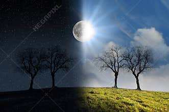 Moonlight and sunlight