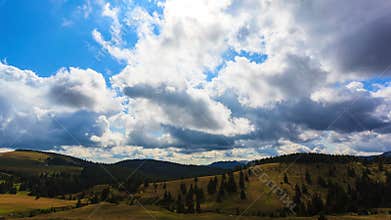 Clouds running over blue sky time lapse
