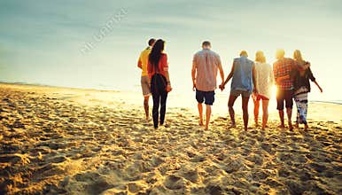 Friendship Bonding Relaxation Summer Beach Happiness Concept