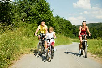 Family on bikes