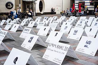 Signs protesting Palestine Israel conflict