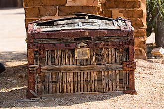 Antique stagecoach money chest