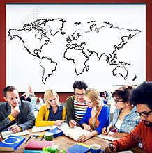 Cartography Connection Earth World Map Concept