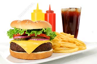 Fast Food Cheeseburger Hamburger Meal