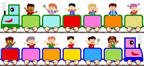 Kids on Train Banners