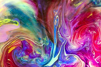 Colorful liquids underwater. Colorful abstract composition.