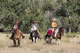 CASPER, WY__CIRCA Â JULY Â 2015__Soldiers and indians reenactment in Casper, Wy. circa July 2015