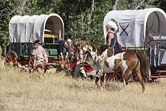 CASPER, WY__CIRCA Â JULY Â 2015__Soldiers and indians reenactment in Casper, Wy. circa July 2015