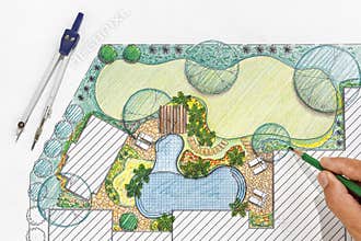 Landscape architect design backyard plan for villa