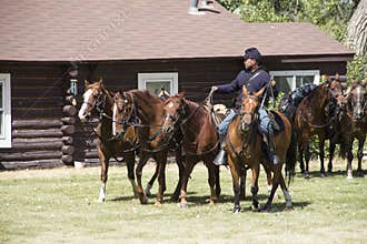 CASPER, WY__CIRCA Â JULY Â 2015__Soldiers and indians reenactment in Casper, Wy. circa July 2015