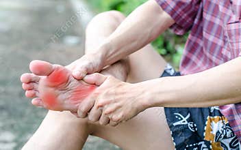 Male foot pain, Man's problem concept