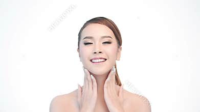 Beauty Portrait Of Woman Beautiful Face In Skincare Concept.