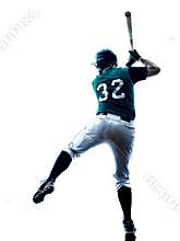 Man baseball player silhouette isolated