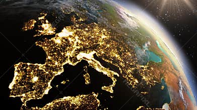 Planet Earth Europe zone using satellite imagery NASA
