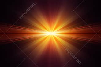 Explosion of yellow light on black background